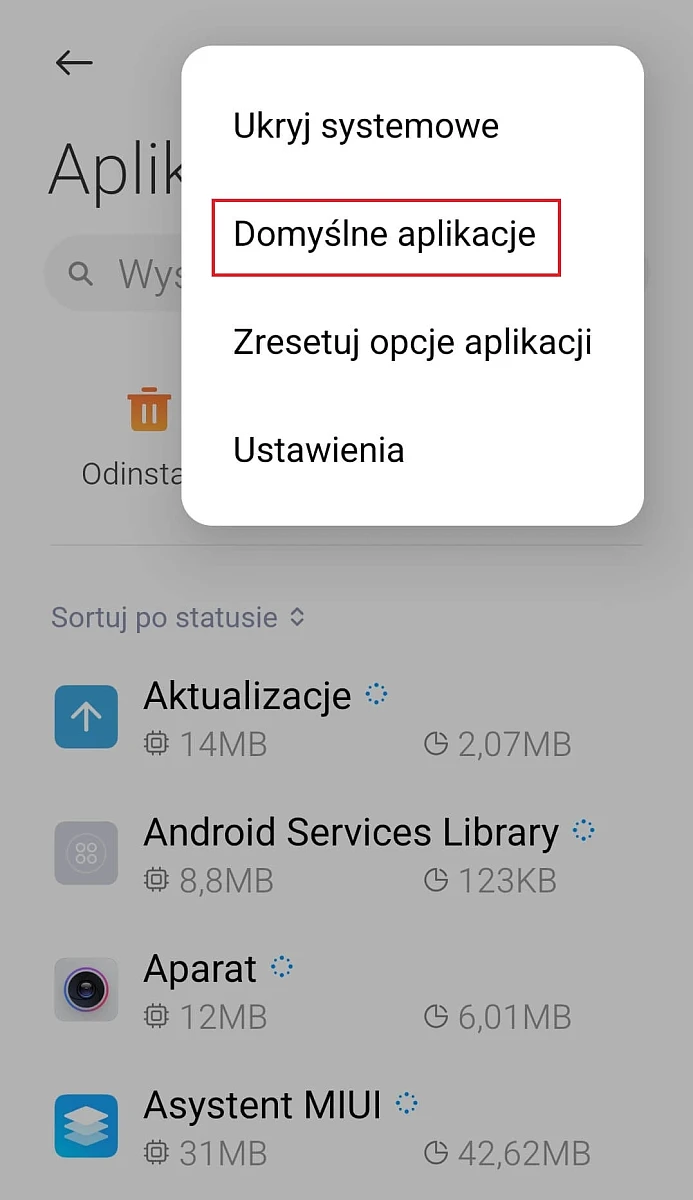 Aplikacje domyślne w smartfonie