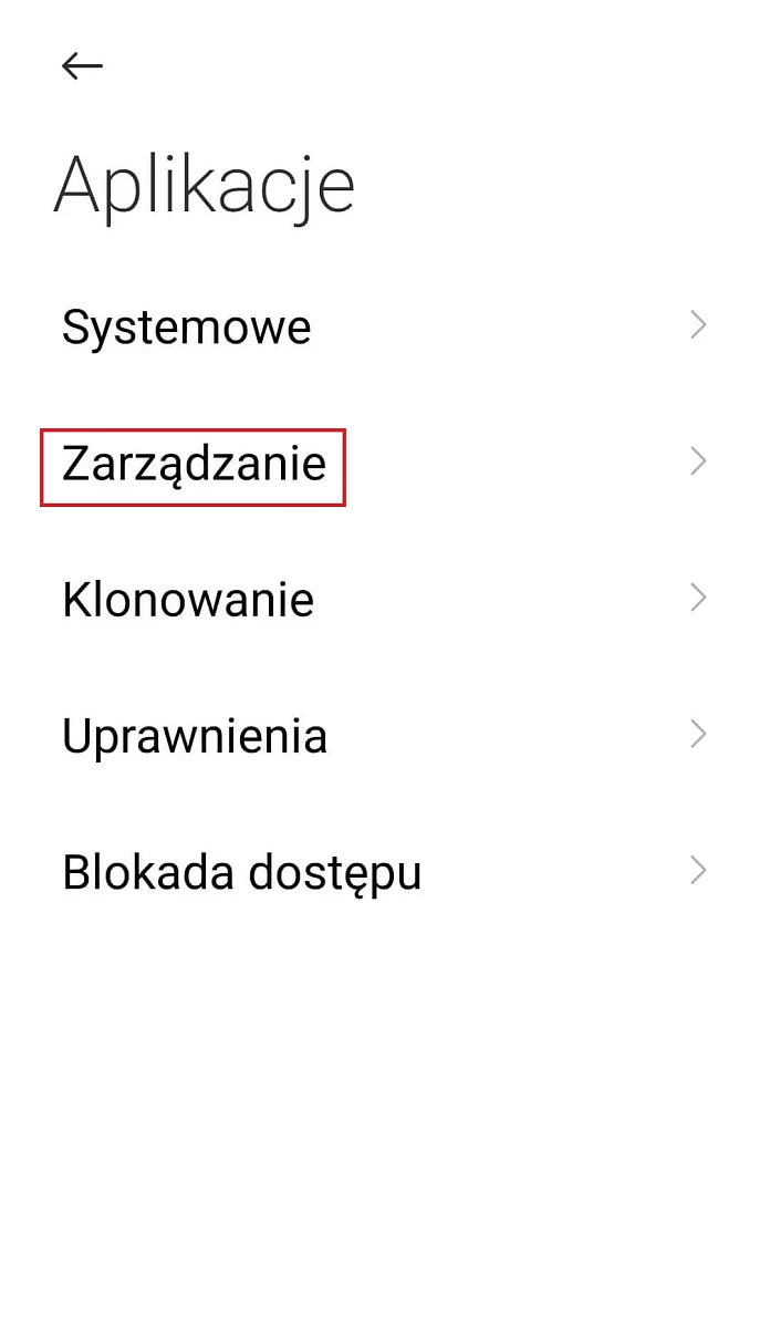 Ustawienia telefonu - zarządzanie