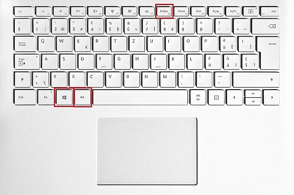 zrzut ekranu na laptopie z Windows + PrtScr + Alt