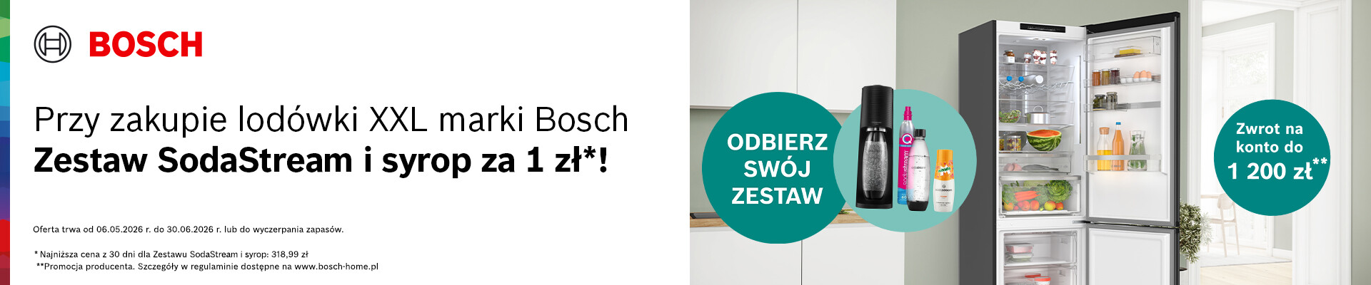 Lodówka XXL Bosch + SodaStream za 1 zł