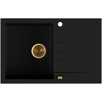 Zlewozmywak granitowy Kernau KGS V 45A 1B1D Deep BlacK + Gold Metallic