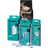 Zestaw akcesoriów do ekspresów Siemens tabletki czyszczące + tabletki odkamieniające + filtr + kawa