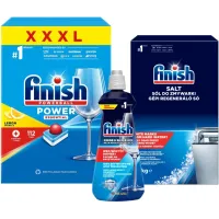 Zestaw detergentów do zmywarek Siemens kapsułki Finish Power lemon + Nabłyszczacz + Sól