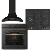 Zestaw AGD do zabudowy Gorenje Piekarnik BOS67371CLB+ Płyta gazowa GW6D42CLB+Okap DK63MCLB  Retro