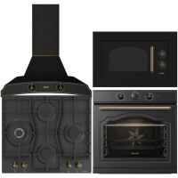 Zestaw AGD do zabudowy Gorenje Retro Piekarnik BOS67371CLB + Płyta gazowa GW6D42CLB + Okap DK63MCLB + Kuchenka mikrofalowa BM235CLB