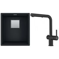 Zestaw granitowy Franke Zlewozmywak Kanon KNG 110-37 + Bateria Active Twist Czarny mat