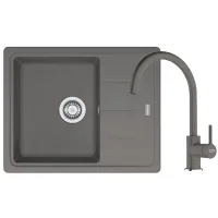 Zestaw granitowy Franke Zlewozmywak Basis BFG 611-62 + Bateria Lina XL Kamienny szary