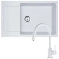 Zestaw granitowy Franke Zlewozmywak Maris MRG 611-78 XL + Bateria Lina pull-out Biały polarny
