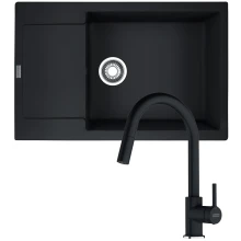 Zestaw granitowy Franke Zlewozmywak Maris MRG 611-78 XL + Bateria Lina pull out Onyx
