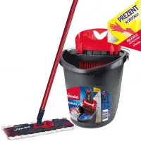 Zestaw Vileda Ultramax Box mop płaski + wiadro + rękawiczki