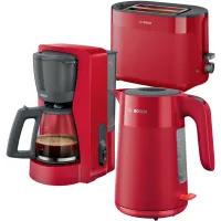 Zestaw Bosch MyMoment Ekspres przelewowy TKA2M114 + Czajnik TWK2M164 + Toster TAT2M124 Czerwony