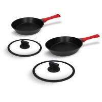 Zestaw Zwieger Patelnia Obsidian 24cm + Patelnia Obsidian 28cm + Pokrywka 24cm + Pokrywka 28cm