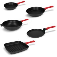 Zestaw Zwieger Obsidian Patelnia 24cm + Patelnia 28cm + Patelnia do naleśników 26cm + Patelnia wok 32cm + Patelnia grillowa 28cm