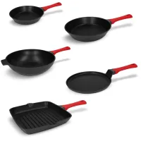 Zestaw Zwieger Obsidian Patelnia 24cm + Patelnia 28cm + Patelnia do naleśników 26cm + Patelnia wok 32cm + Patelnia grillowa 28cm