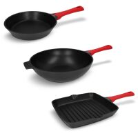Zestaw Zwieger Obsidian Patelnia Zwieger 24cm + Patelnia grillowa 28cm + Patelnia wok 32cm