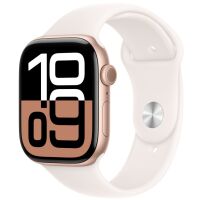 Apple Watch 10 GPS 46 mm koperta z aluminium różowe złoto + pasek sportowy łagodny róż M/L