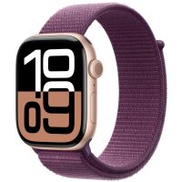 Apple Watch 10 GPS 42 mm koperta z aluminium różowe złoto + opaska sportowa dojrzała śliwka