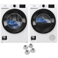Zestaw AGD Gorenje Pralka WPNEI84A1SWIFI/PL + Suszarka DPNE83GNLWIFI/PL + Nóżki próżniowe AW012