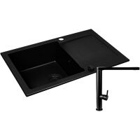 Zestaw granitowy Pyramis Zlewozmywak Mido 79x50 1B1D Black Edition + Bateria Trigono