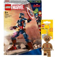 Zestaw LEGO Klocki Marvel Super Heroes Figurka Kapitana Ameryki 76258 + Brelok Piernikowy ludek LGL-KE182