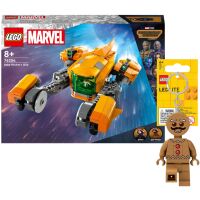 Zestaw LEGO Klocki Marvel Statek kosmiczny małego Rocketa 76254 + Brelok Piernikowy ludek LGL-KE182