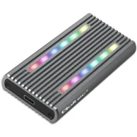 Obudowa, kieszeń na dysk Qoltec  M.2 SSD SATA NVMe RGB LED USB-C 4TB