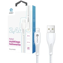 Kabel USB-A - Lightning Korgy ALW20 2m Biały