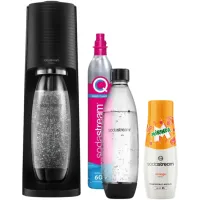 Zestaw SodaStream Saturator Terra Czarny + 2 butelki Fuse 1L + syrop Mirinda