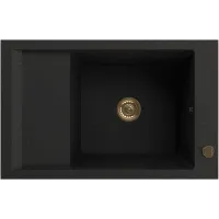 Zlewozmywak granitowy Kernau KGSM 6078 1B1D Deep Black + Gold Metallic