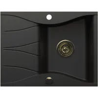 Zlewozmywak granitowy Kernau KGSO 4565 1B1D Deep Black + Gold Metallic