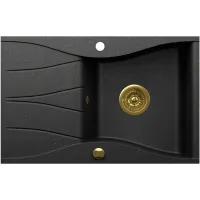 Zlewozmywak granitowy Kernau KGSO 6078 1B1D Deep Black + Gold Metallic