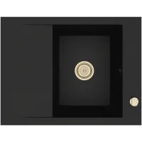 Zlewozmywak granitowy Kernau KGSM 4565 1B1D Deep Black + Gold Metallic