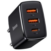 Ładowarka sieciowa Baseus Compact 2U+C USB-C / 2x USB-A 30W PD QC3.0 Czarna