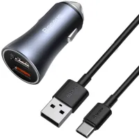 Ładowarka samochodowa Baseus Golden Contactor Pro 2x USB 40W + kabel USB-C