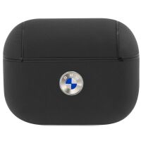 Etui na słuchawki BMW BMAPSSLBK Genuine Leather Silver Logo do AirPods Pro Czarne