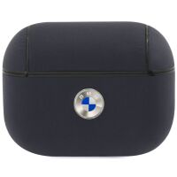 Etui na słuchawki BMW BMAPSSLNA Genuine Leather Silver Logo do AirPods Pro Granatowe