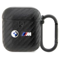 Etui na słuchawki BMW BMA2WMPUCA2 Carbon Double Metal Logo do AirPods 1/2 Czarne