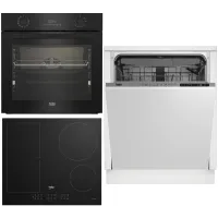 Zestaw AGD do zabudowy Beko Piekarnik BBIR17300BCS + Płyta indukcyjna HII64200FMT + Zmywarka BDIN25324