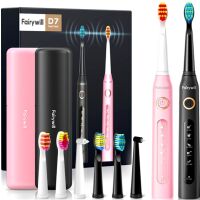 Zestaw szczoteczek sonicznych Fairywill z zestawem końcówek i etui FW-507 Czarna Różowa