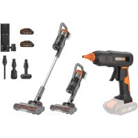 Zestaw WORX Odkurzacz pionowy WX038 2x2Ah + Pistolet do kleju WX045.9