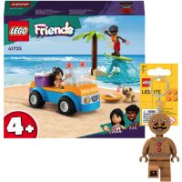 Zestaw LEGO Klocki Friends Zabawa z łazikiem plażowym 41725 + Brelok Piernikowy ludek LGL-KE182