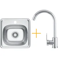 Zestaw Kernau Zlewozmywak KSS M 3538 1B Satin + Bateria KWT 41 Chrome