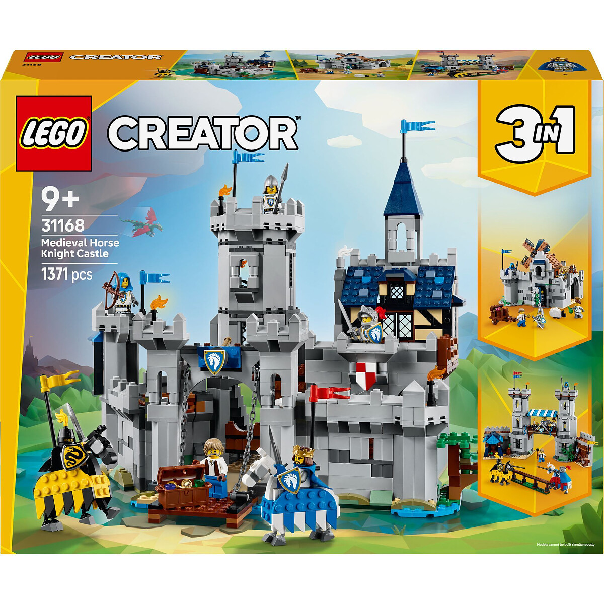 klocki lego cerator 3w1 sredniowieczny zamek rycerzy konnych 31168 opakowanie przod
