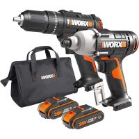 Zestaw WORX WX902 Wiertarko-wkrętarka udarowa WX370.9 + Zakrętarka udarowa WX291.9 + Ładowarka + 2x Akumulator 20 V 2Ah + Torba