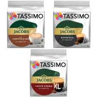 Zestaw kapsułek Tassimo Jacobs Cappuccino Classico 8 szt. + Cafe Crema Classico XL 16 szt. + Espresso Classico 16 szt.