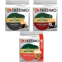 Zestaw kapsułek Tassimo Jacobs Espresso Classico 16 szt. + Caffe Crema Classico XL 16 szt. + Cafe Au Lait 16 szt.