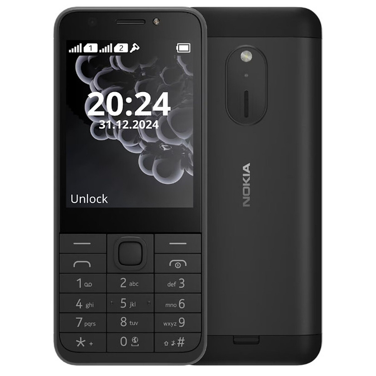 telefon hmd nokia 230 czarna przod tyl