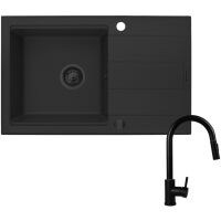Zestaw granitowy Pyramis Zlewozmywak Sparta Plus Lux 78x48 1B1D + Bateria Idea Volcano Black Edition