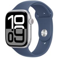 Apple Watch 10 GPS 46 mm koperta z aluminium srebrna + pasek sportowy denim S/M
