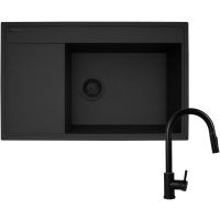 Zestaw granitowy Pyramis Zlewozmywak Camea (79x50) 1B 1D R Black Edition + Bateria Idea Volcano
